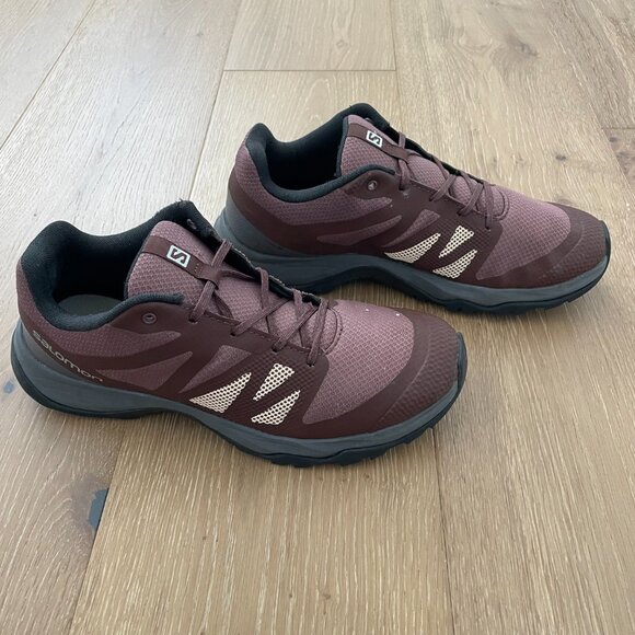 Salomon Shoes Women 8.5 Kaneo W 413812 Hiking Peppercorn Mahogany Burgundy - Picture 3 of 14